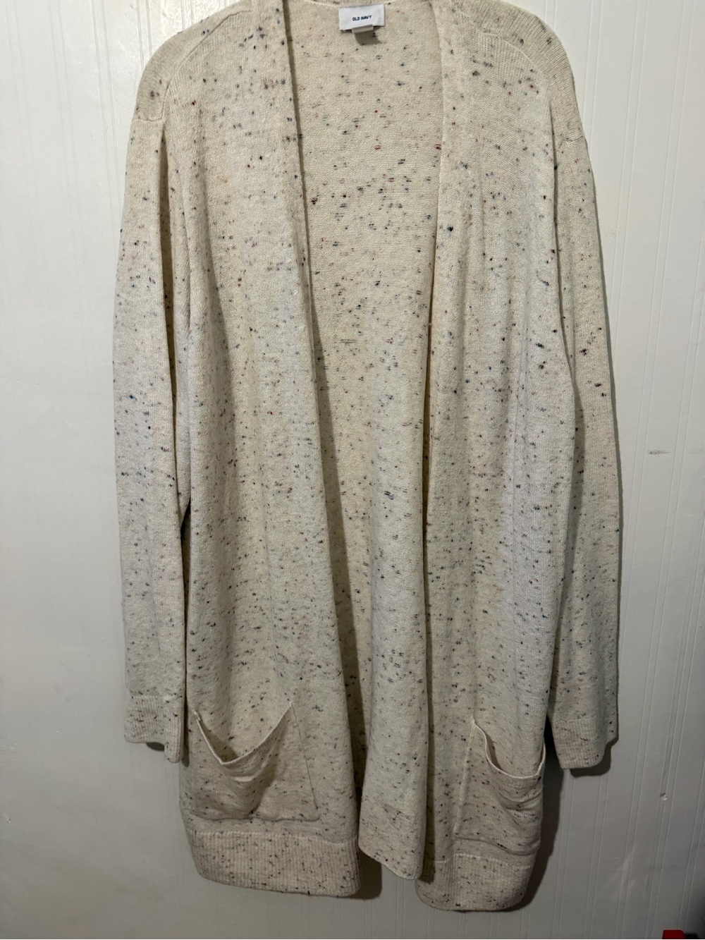 Old Navy Open-Front Speckled Knit Cardigan in Oatmeal XXL